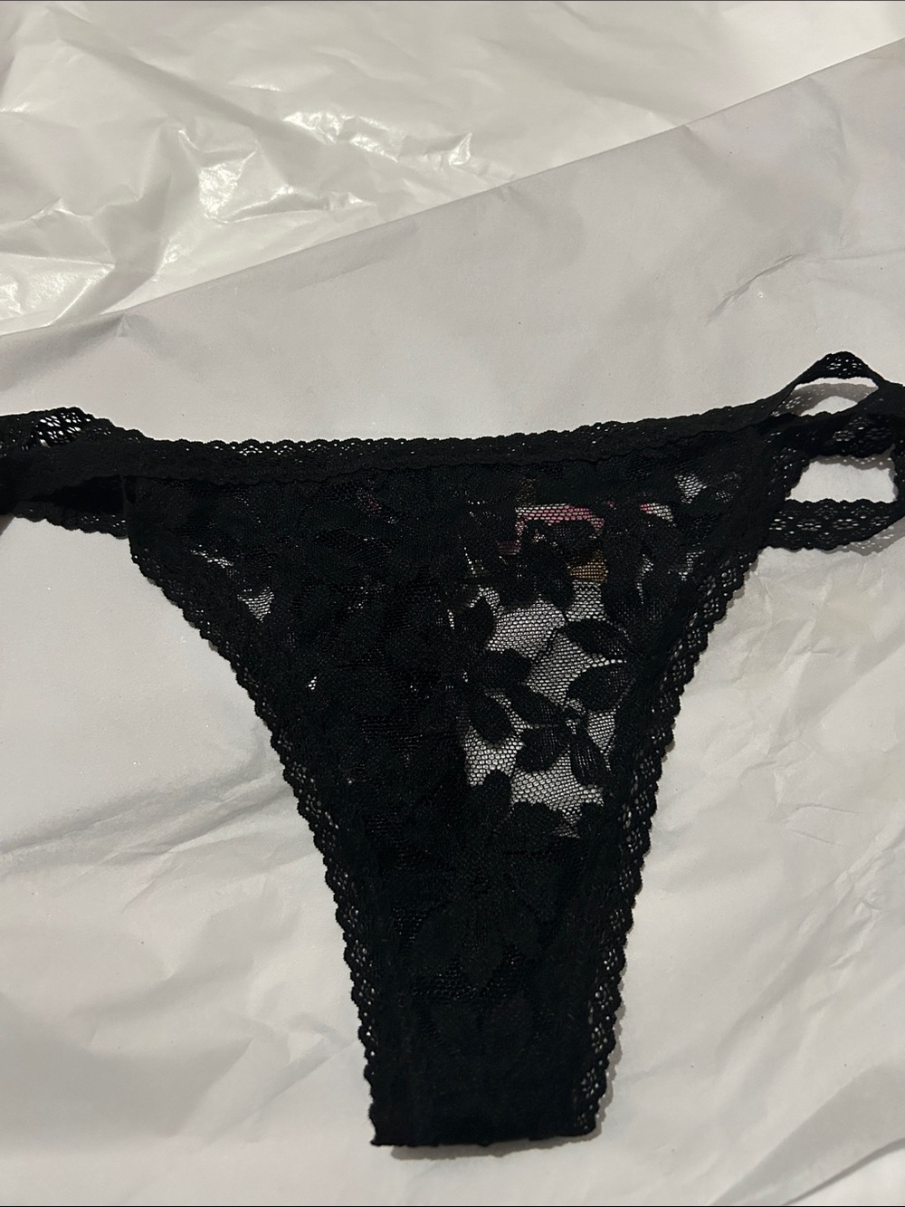 PINK Victoria's Secret Black Lace Thong